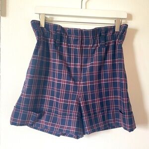 Aritzia Sunday Best Aki Plaid Paperbag Waist Shorts High-rise Cuffed size 8
